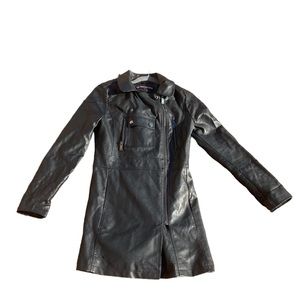 Small Black Urban Republican Leather Long Jacket/ Coat